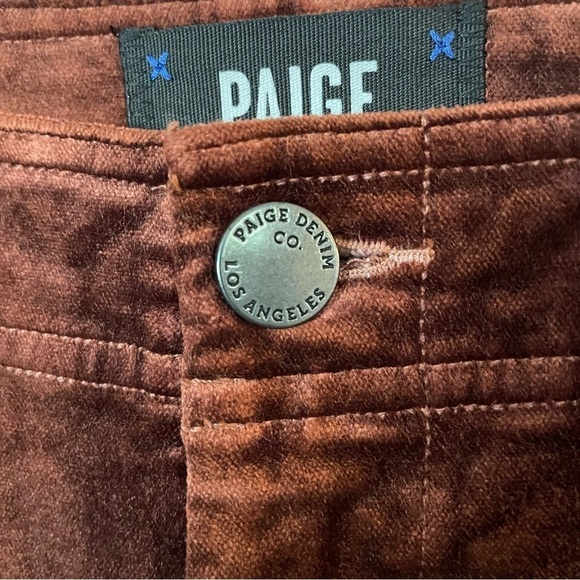 NWOT PAIGE Brown Velvet High Rise Straight Leg Nellie Pants Size 29 - Picture 5 of 10